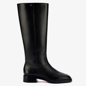 Larroude “Anne” Black Leather Knee-High Boots